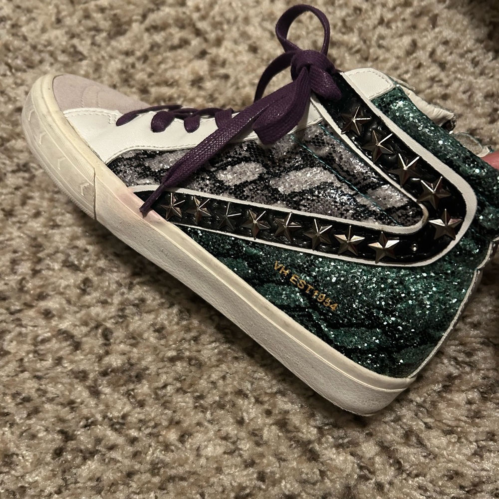 Vintage Havana Green and White Glitter Sneakers